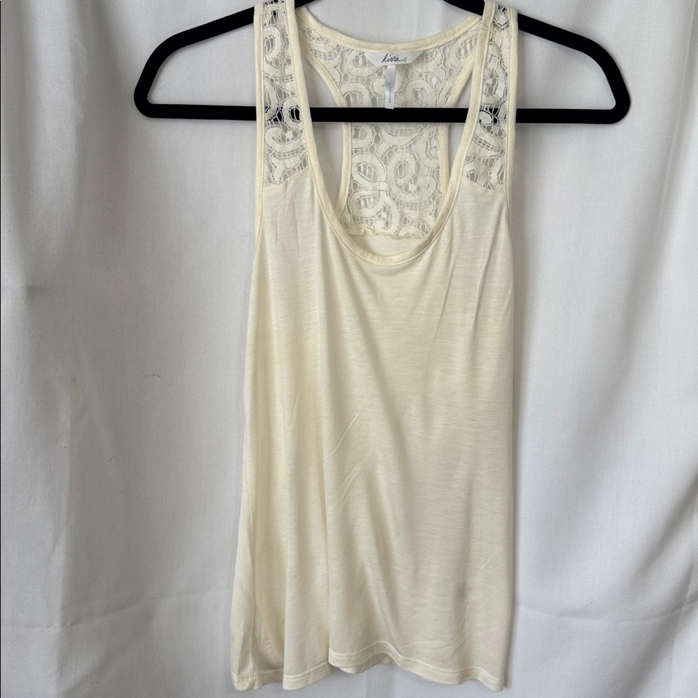 Kirra NWT PacSun Ivory Cream Sheer Lace Back Racerback Tank Top Medium